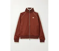 Anthem Embroidered Mesh-trimmed Jersey Track Jacket - Brown