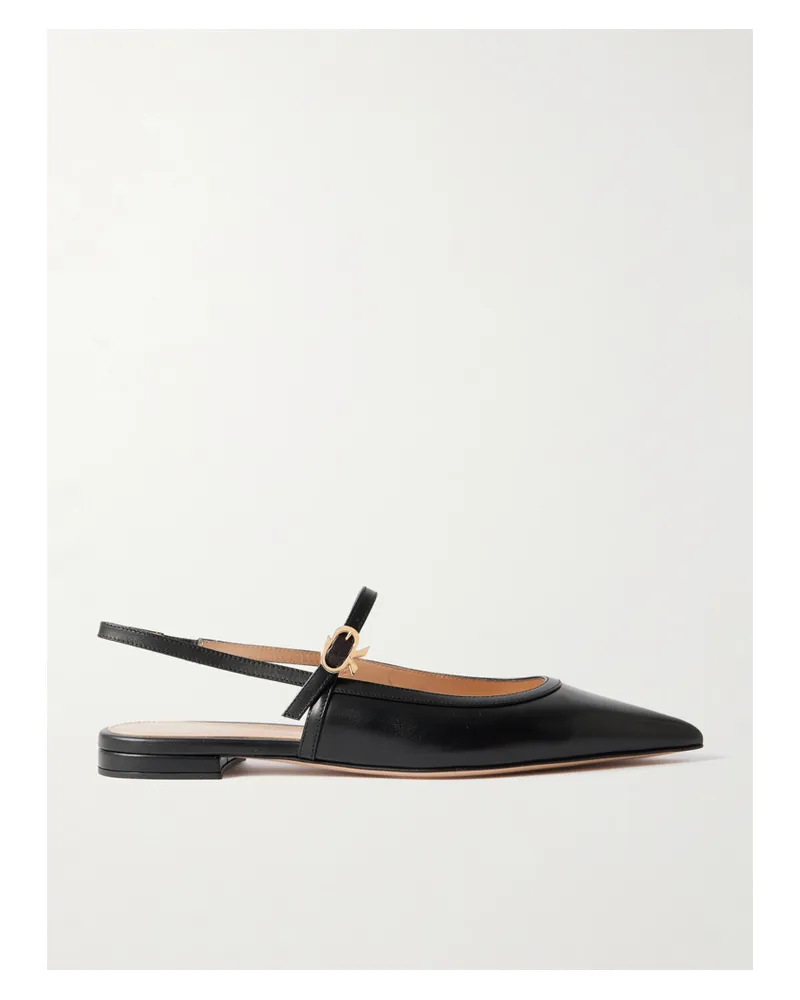 Gianvito Rossi Flache Mary-jane-schuhe Aus Leder Mit Slingback-riemen - Schwarz Schwarz