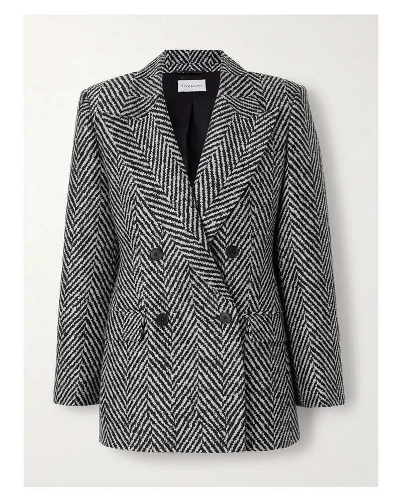Givenchy Doppelreihiger Blazer Aus Einer Wollmischung Mit Fischgratmuster - Grau Grau