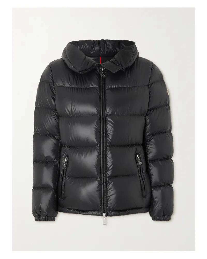 Moncler Douro Hooded Appliquéd Quilted Shell Down Jacket - Black Black