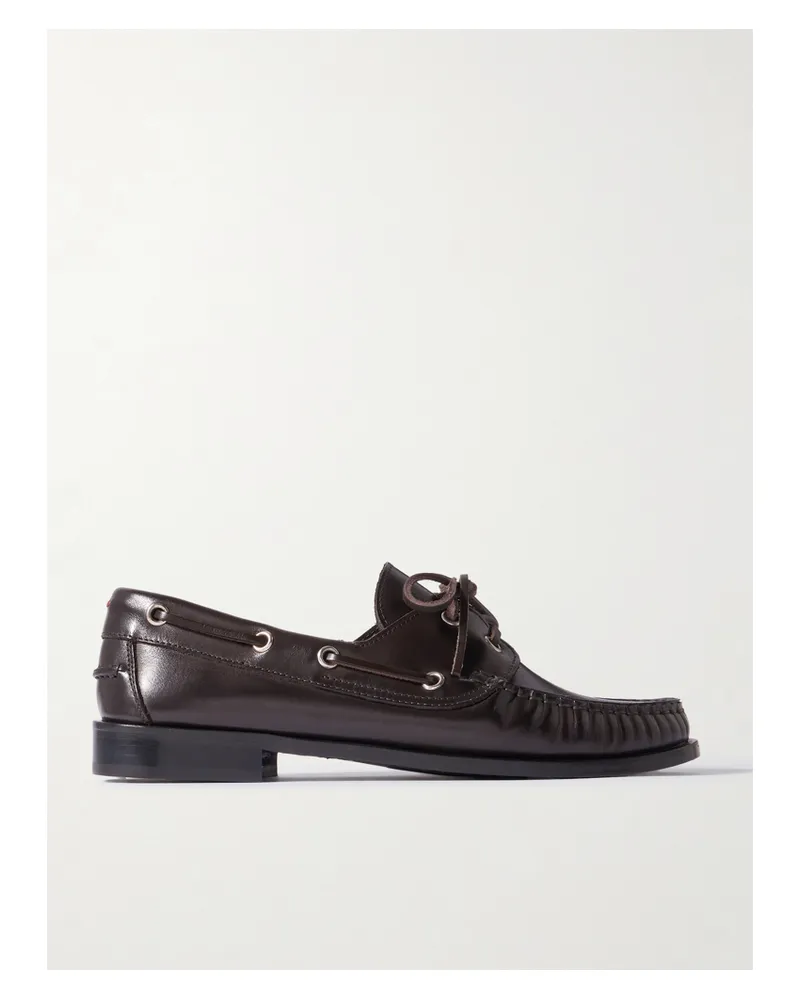 aeyde Harris Leather Boat Shoes - Brown Brown