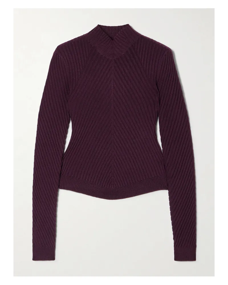 Victoria Beckham Pullover Aus Gerippter Merinowolle - Burgunder Burgunder