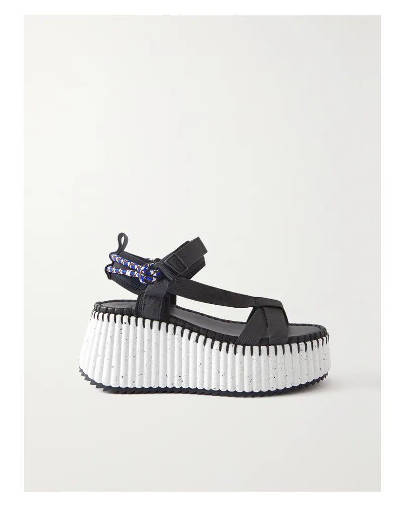 Chloé Net Sustain Nama Plateausandalen Aus Webband - Schwarz Schwarz