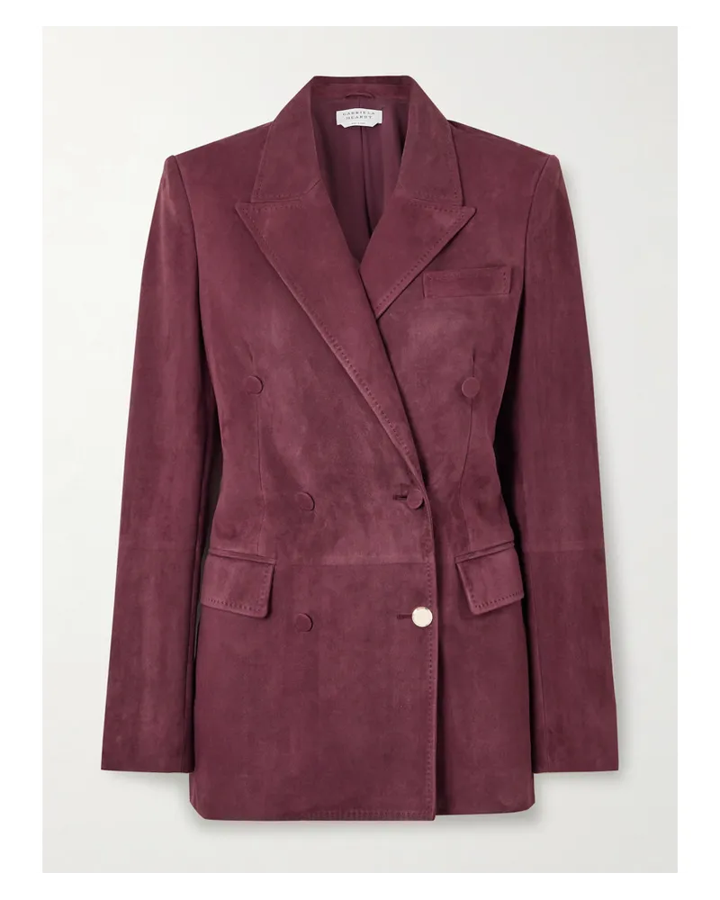 Gabriela Hearst Gavin Doppelreihiger Blazer aus Veloursleder Rot