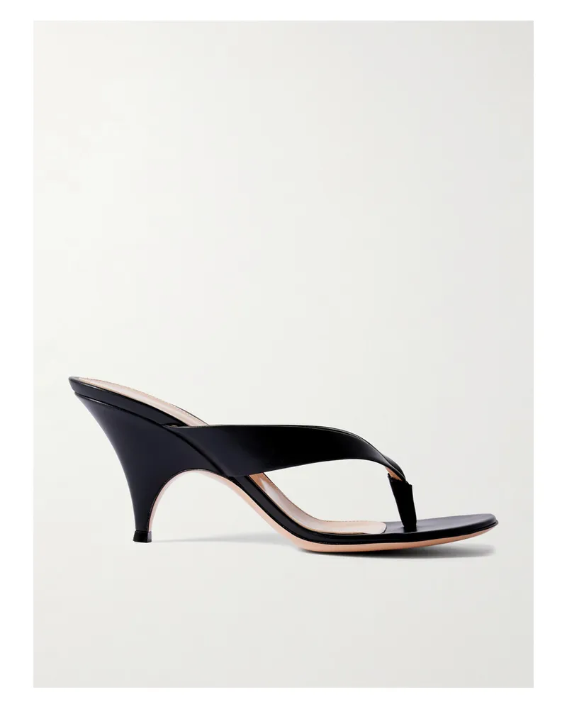 Gianvito Rossi Sofia Thong 70 Leather Sandals - Black Black