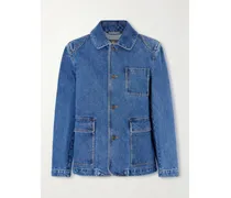 Cotton And Silk-blend Denim Jacket - Blue