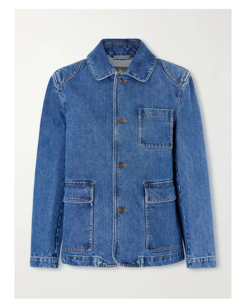 Loro Piana Cotton And Silk-blend Denim Jacket - Blue Blue