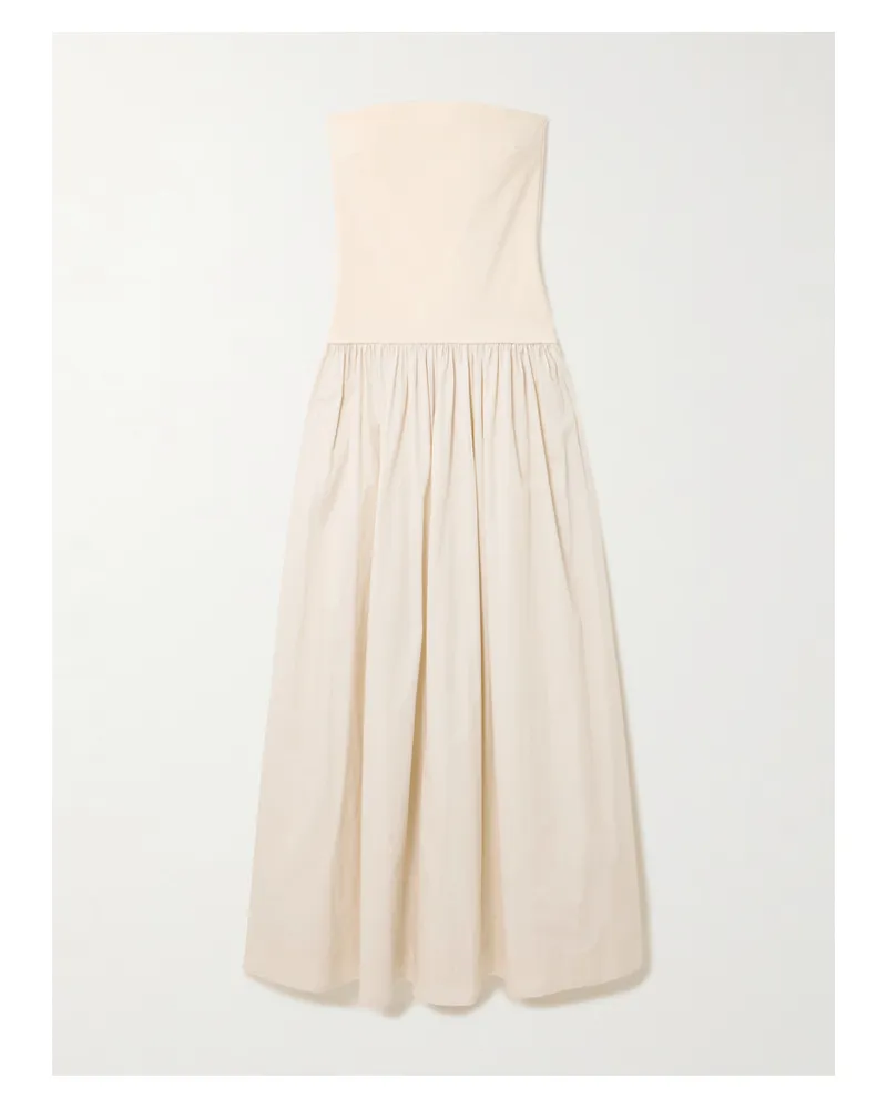 Esse Studios Trägerloses Maxikleid Aus Stretch-strick Und Biobaumwollpopeline - Creme Creme