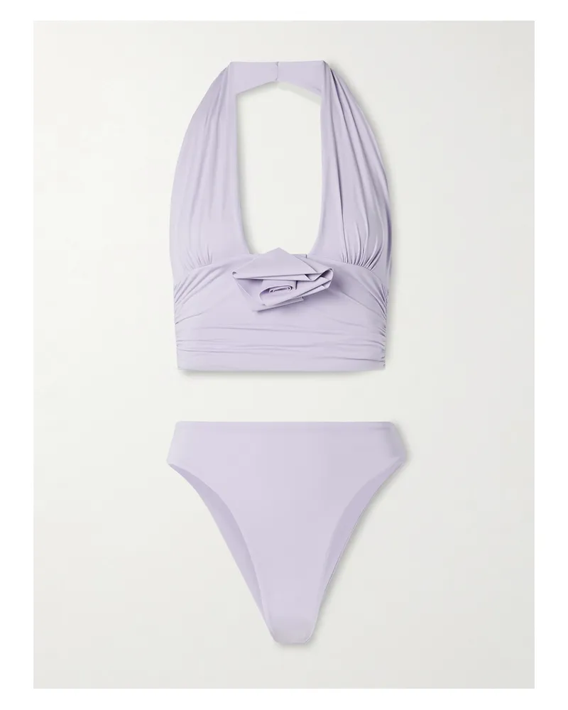 Maygel Coronel Vives Neckholder-bikini Mit Raffungen Und Applikation - Lila Lila