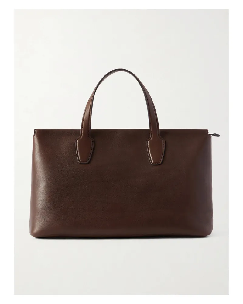 The Row Marcel Textured-leather Tote Bag - Brown Brown