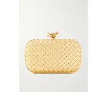 Knot Padded Intrecciato Metallic Leather Clutch - Gold