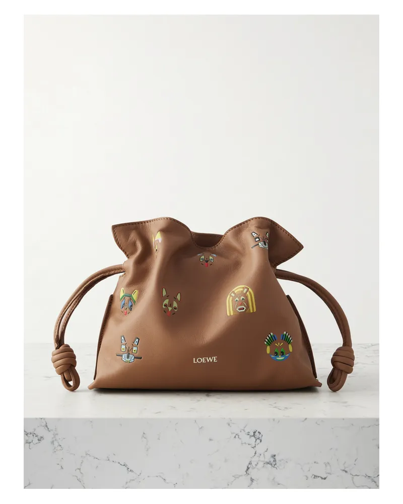 Loewe Louis Wain Flamenco Cats Mini Printed Leather Clutch - Neutrals Neutrals