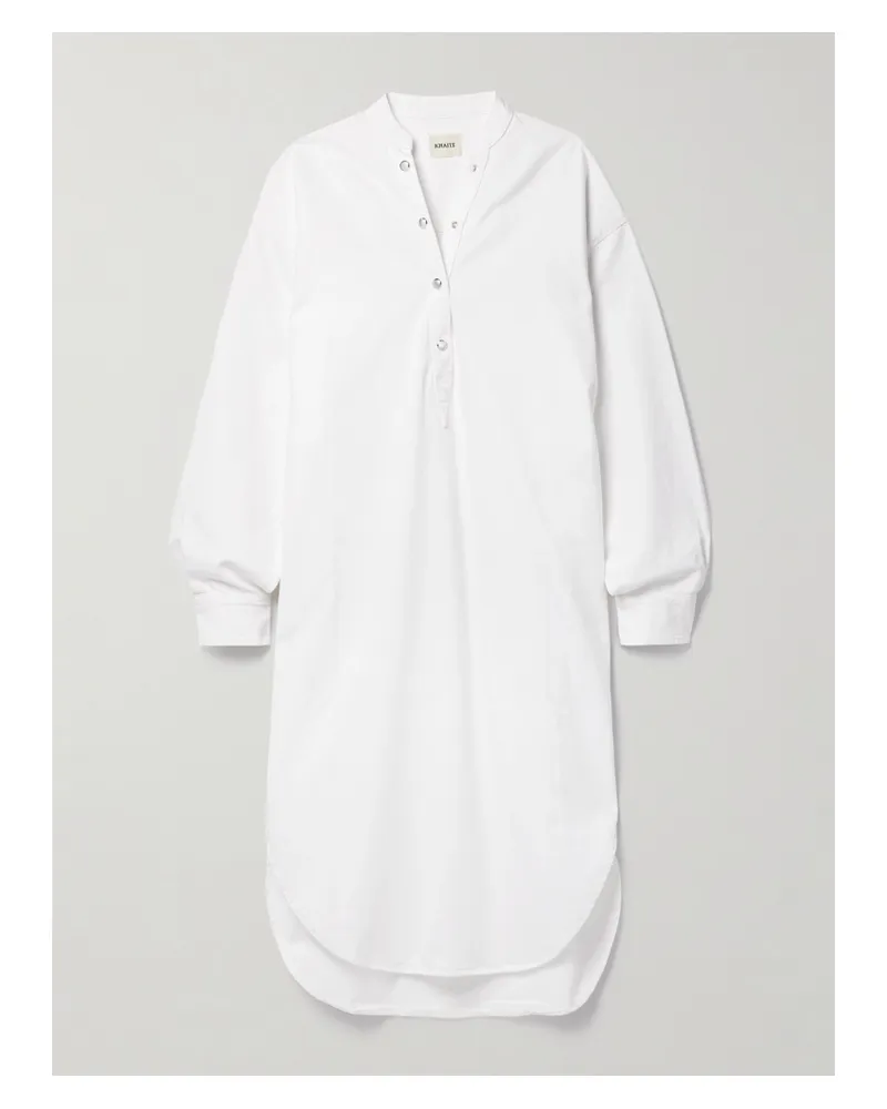 KHAITE Seffi Oversized-midi-hemdblusenkleid Aus Denim - Weiß Weiß