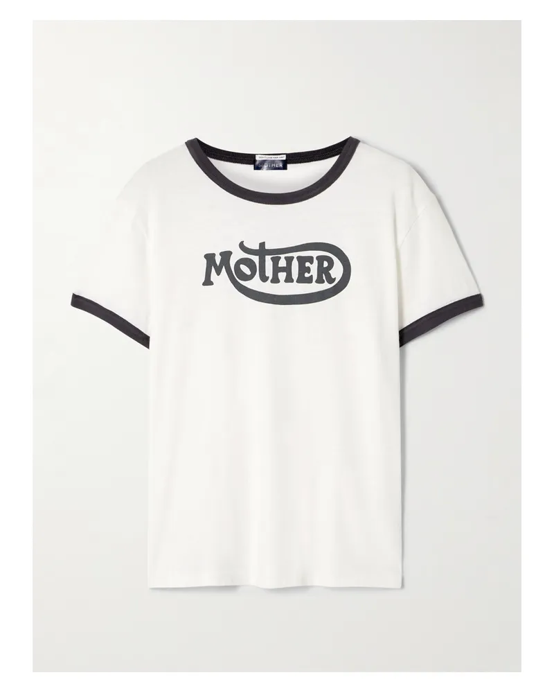 Mother The Lil Goodie Ringer T-shirt Aus Baumwoll-jersey Mit Print - Weiß Weiß