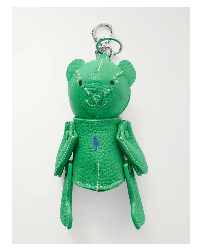 Ralph Lauren Bear Taschenanhänger Aus Strukturiertem Leder Mit Silberfarbenen Details - Grün Grün