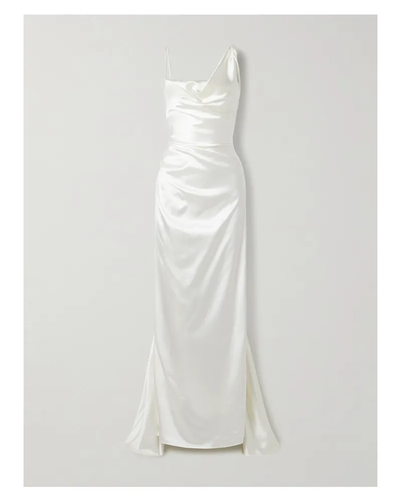 Vivienne Westwood Minerva Draped Silk-satin Gown - Neutrals Neutrals