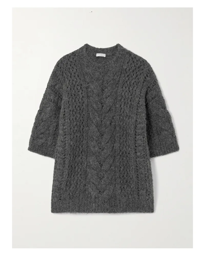 Brunello Cucinelli Zopfstrickpullover Aus Einer Alpakawollmischung - Grau Grau