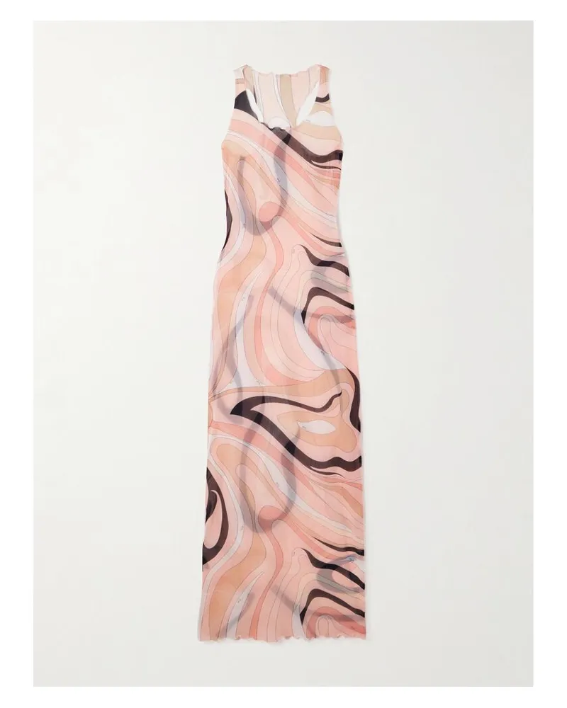 Emilio Pucci Maxikleid Aus Bedrucktem Mesh - Pink Pink
