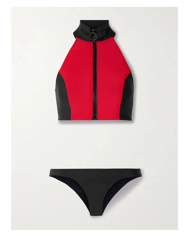 Lisa Marie Fernandez Lisa Marie Zweifarbiger Neckholder-bikini Aus Neopren - Rot Rot