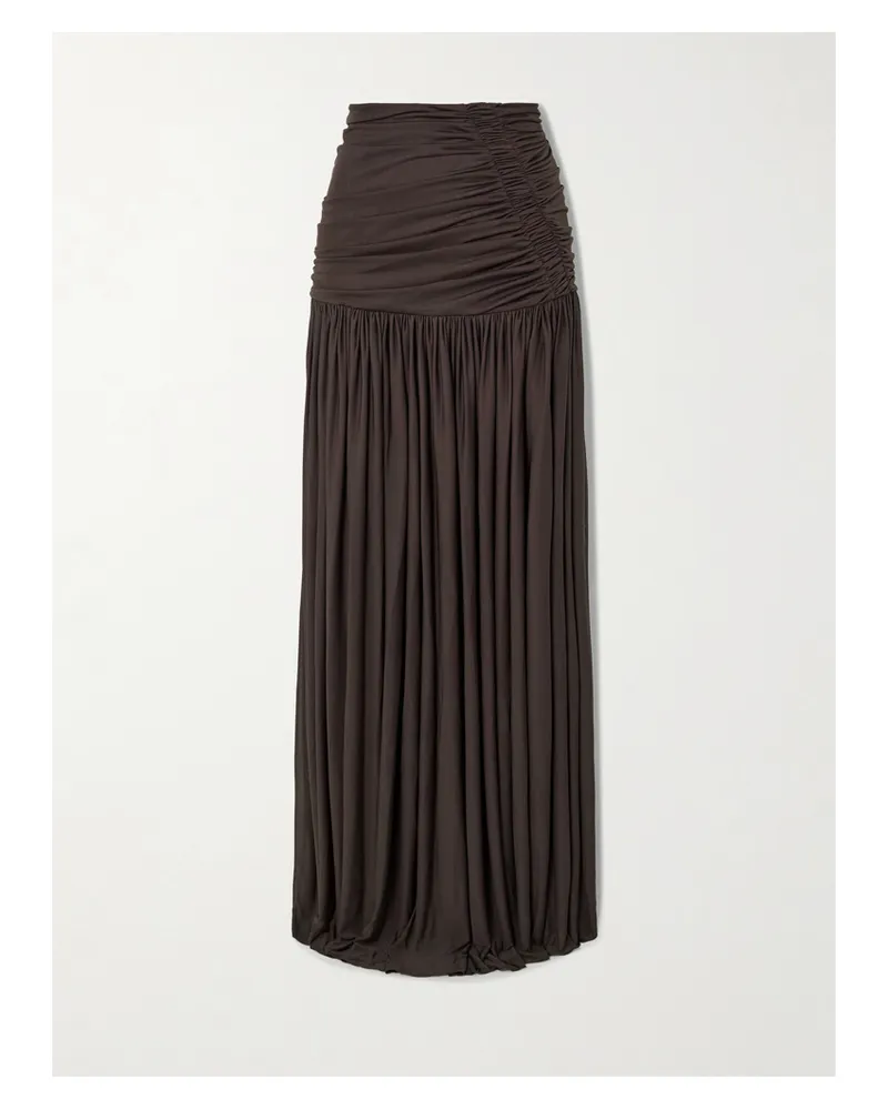 Christopher Esber Orion Ruched Gathered Jersey Maxi Skirt - Purple Purple