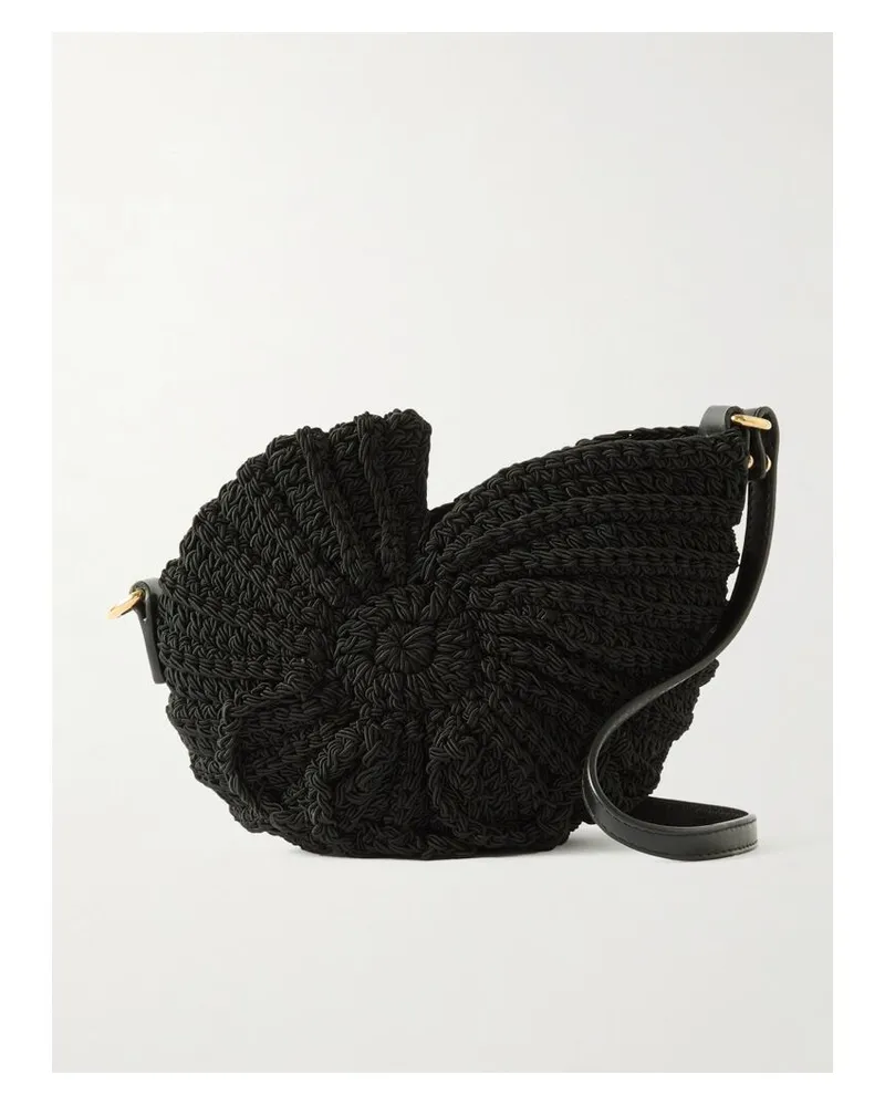 Chloé Sea Treasures Schultertasche Aus Gehäkeltem Cord Mit Lederbesatz - Schwarz Schwarz