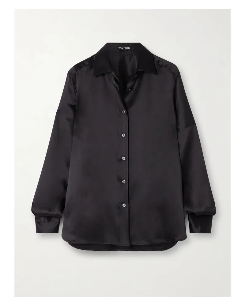 Tom Ford Hemd Aus Seidensatin - Schwarz Schwarz