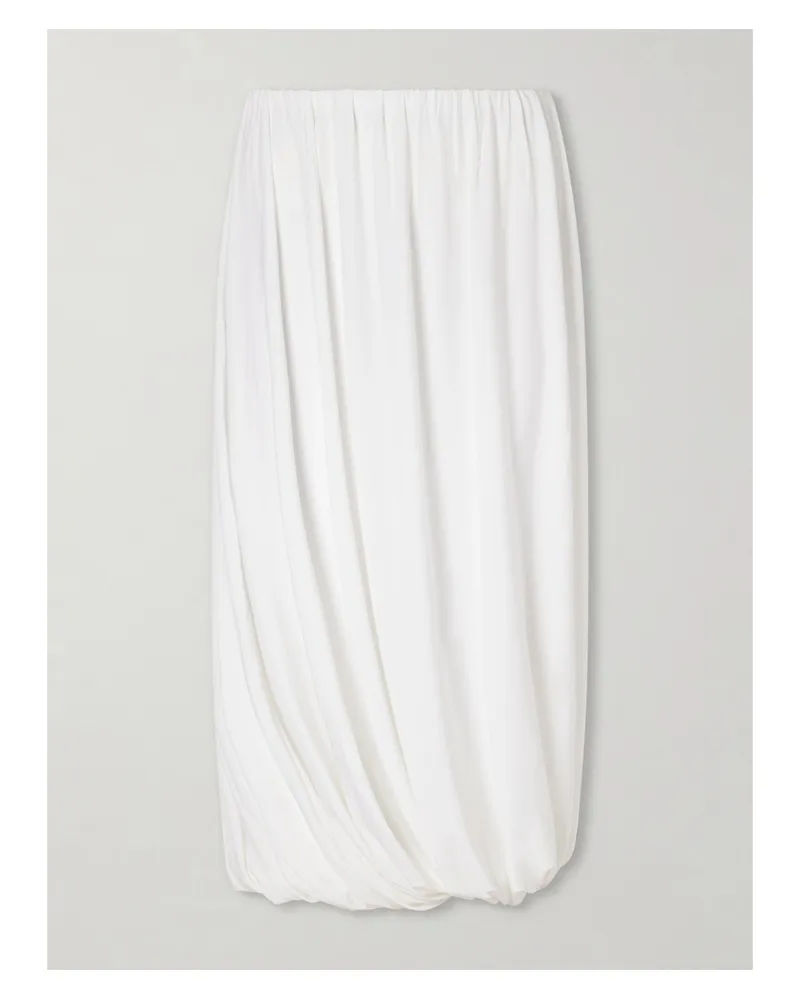 Norma Kamali Pleated Jersey Midi Skirt - White White