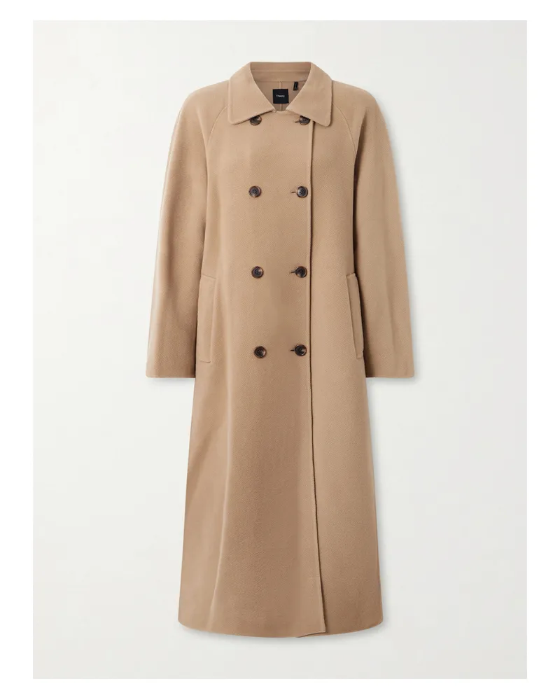 Theory Double-breasted Wool And Cashmere-blend Coat - Neutrals Neutrals