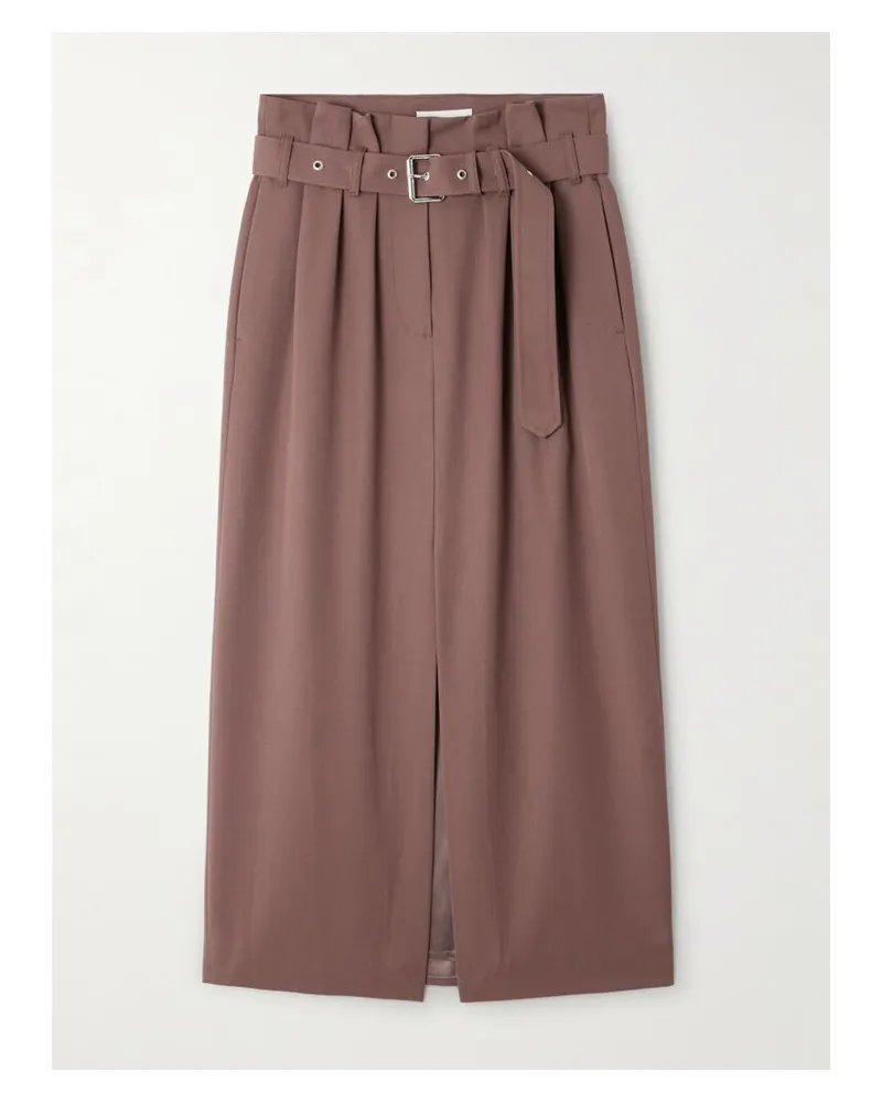 Dries van Noten Midirock Aus Woll-twill Mit Falten - Braun Braun