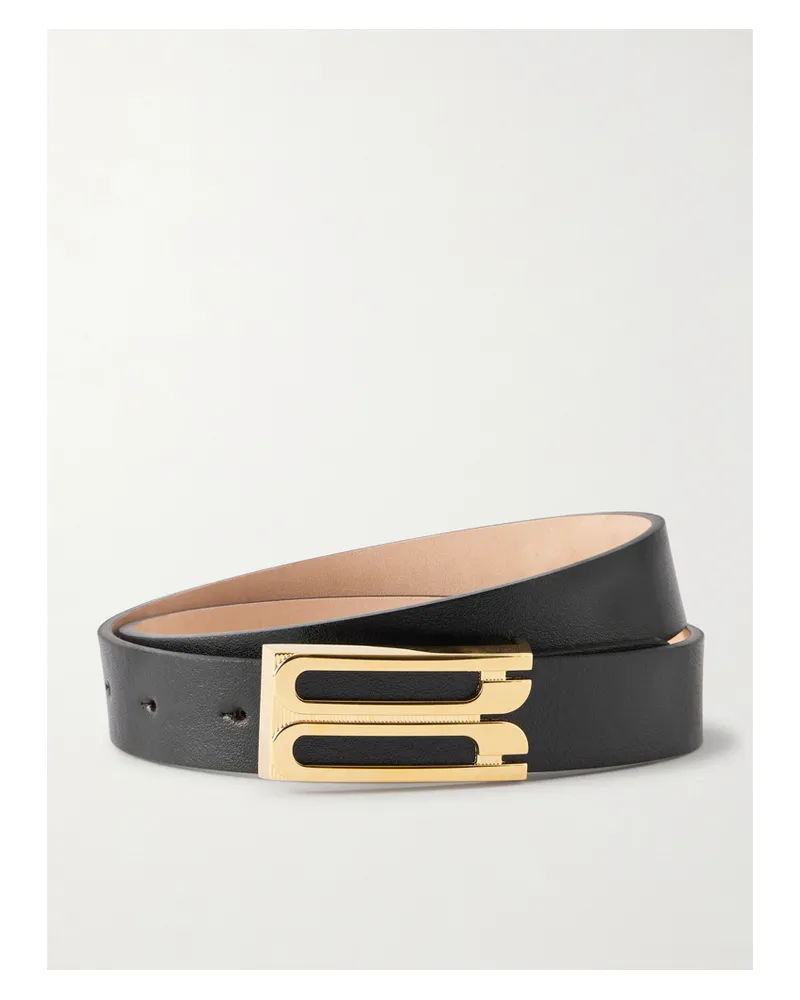 Victoria Beckham Frame Textured-leather Belt - Black Black