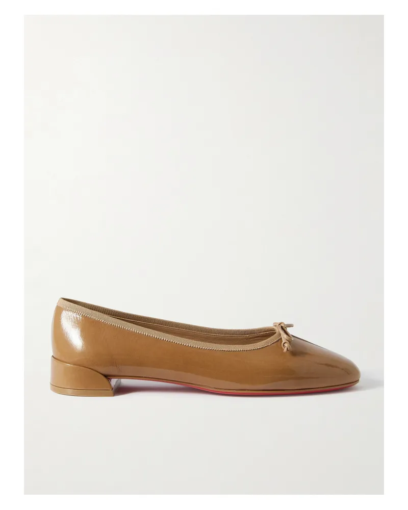 Christian Louboutin Sweetie Jane Patent-leather Flats - Neutrals Neutrals