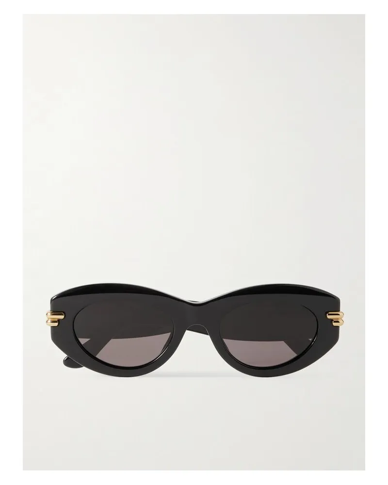 Bottega Veneta Sonnenbrille Mit Ovalem Rahmen Aus Azetat - Schwarz Schwarz