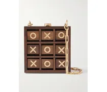 Tic Tac Toe Walnut Clutch - Brown