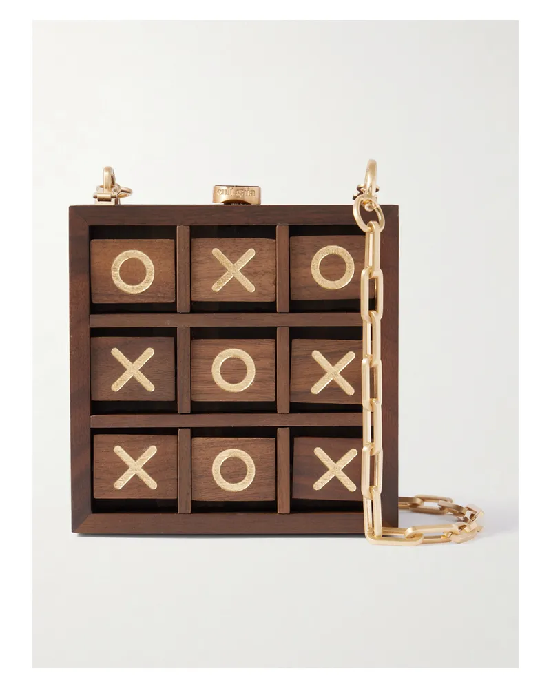 Cult Gaia Tic Tac Toe Walnut Clutch - Brown Brown
