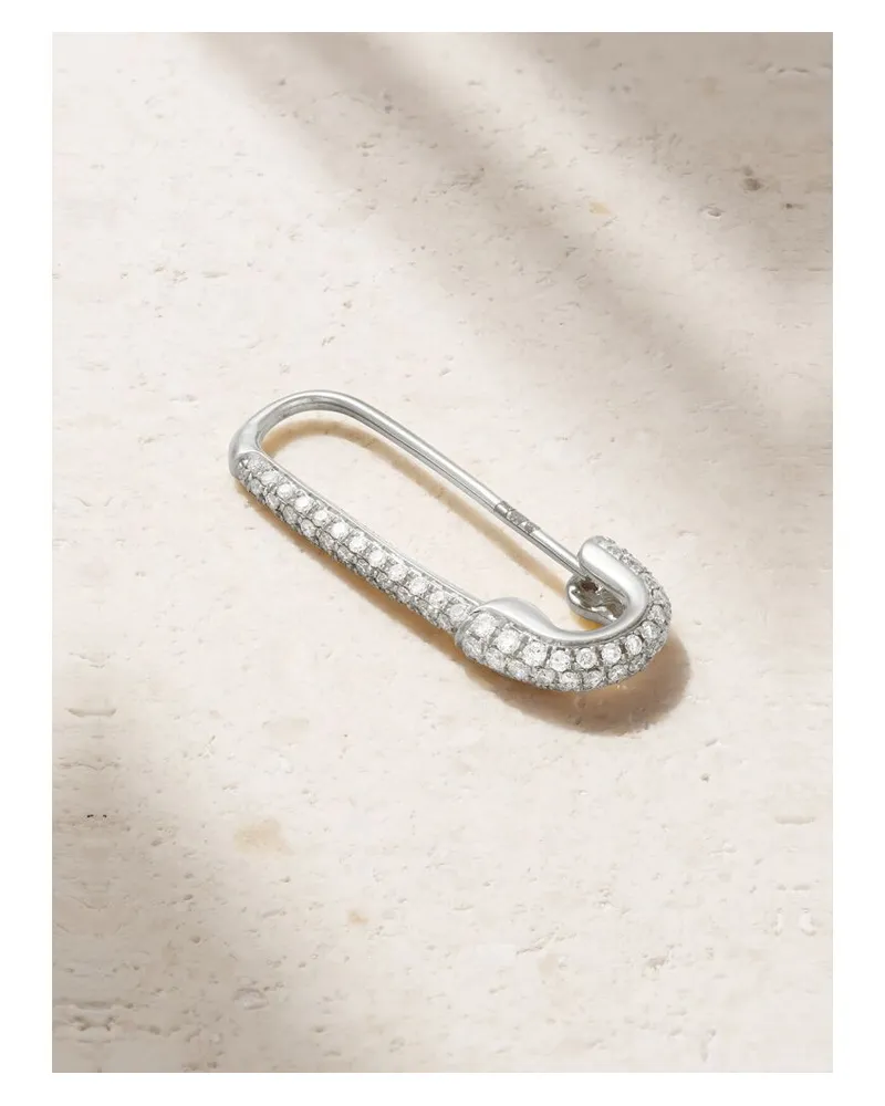 ANITA KO Safety Pin Einzelner Ohrring Aus 18 Karat Weißgold Mit Diamanten - Silber Silber