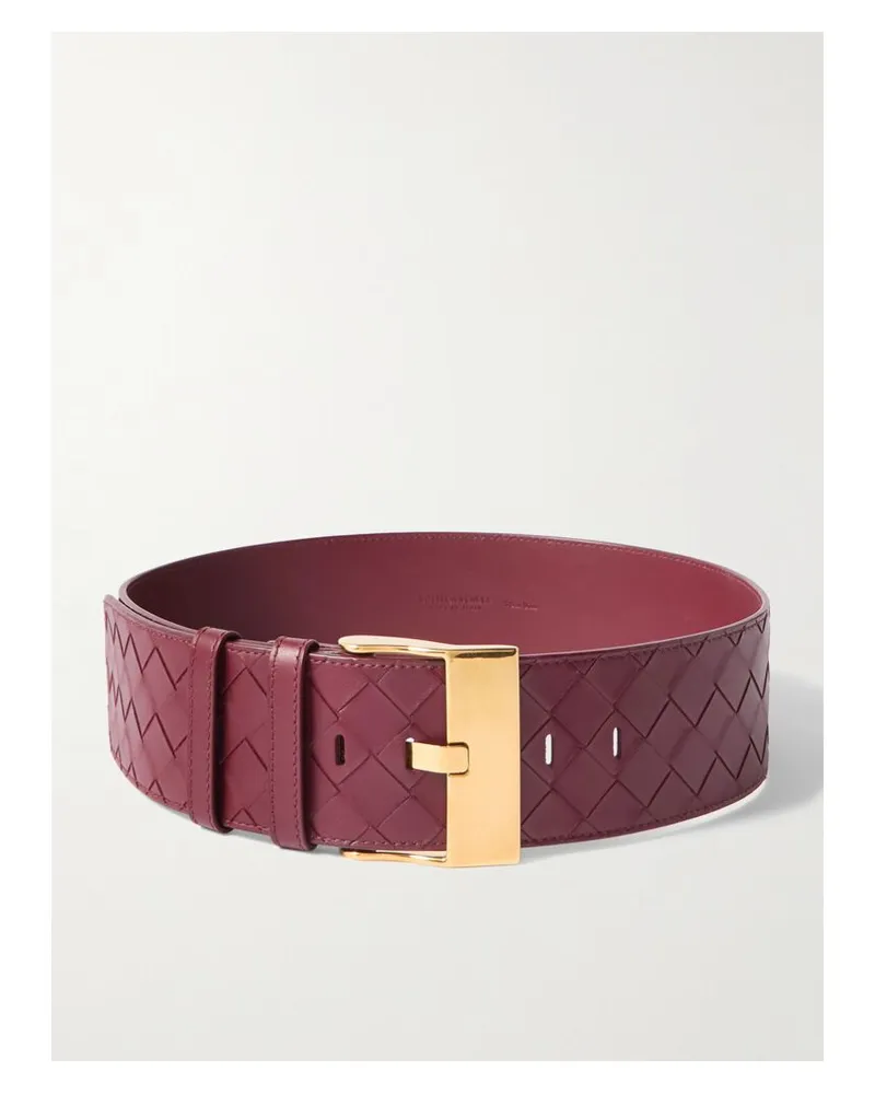 Bottega Veneta Gürtel Aus Intrecciato-leder - Burgunder Burgunder
