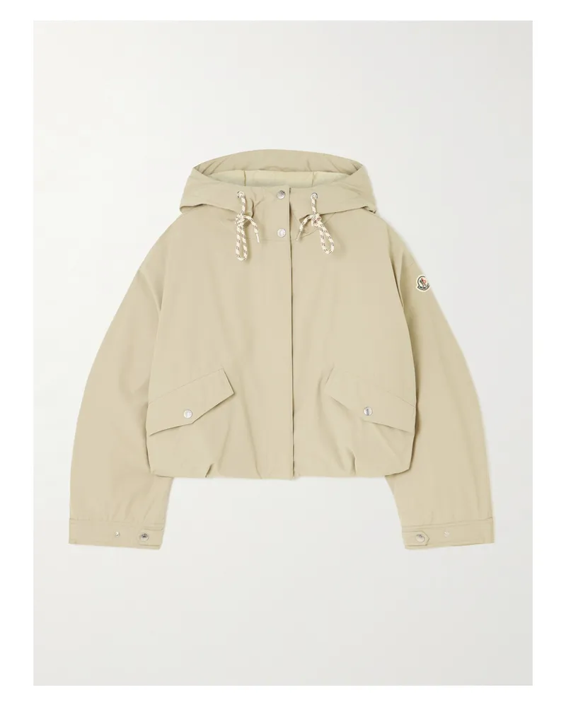 Moncler Eucalyptus Hooded Cropped Shell Down Jacket - Neutrals Neutrals