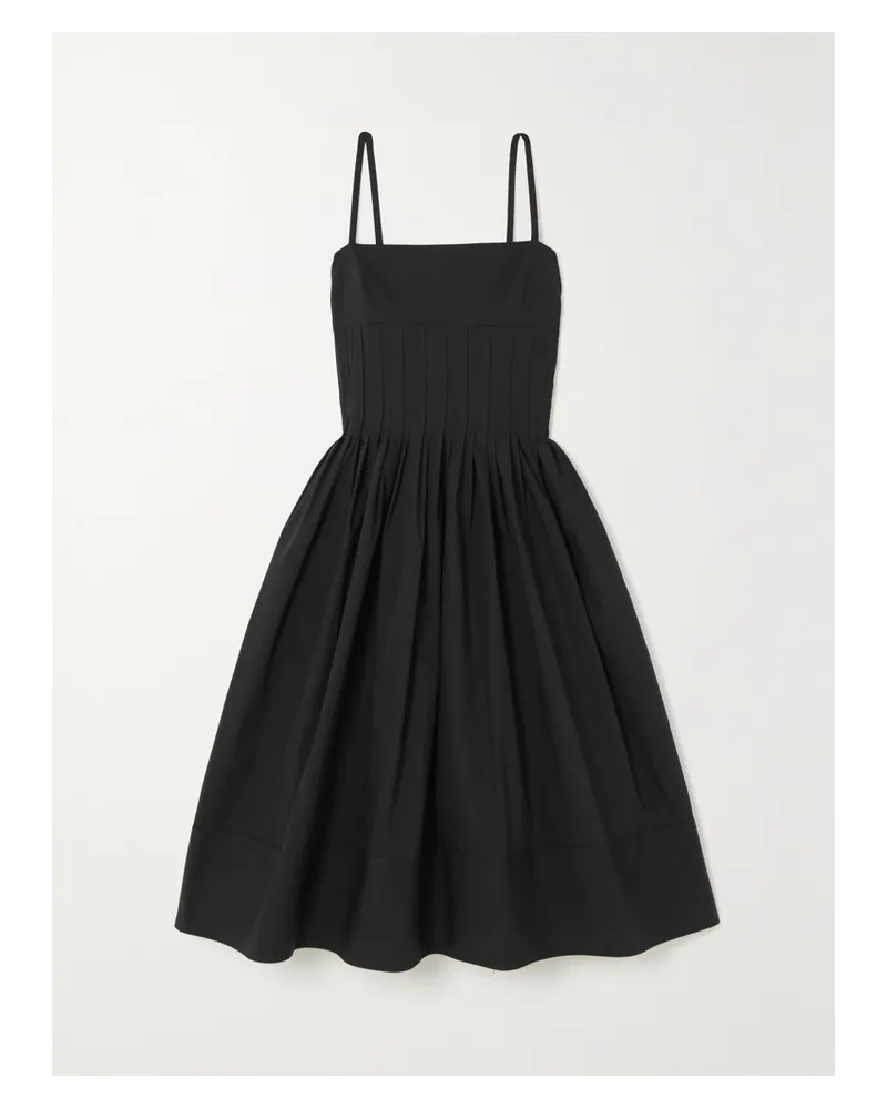Proenza Schouler Midikleid Aus Popeline Aus Einer Baumwollmischung Mit Biesen - Schwarz Schwarz