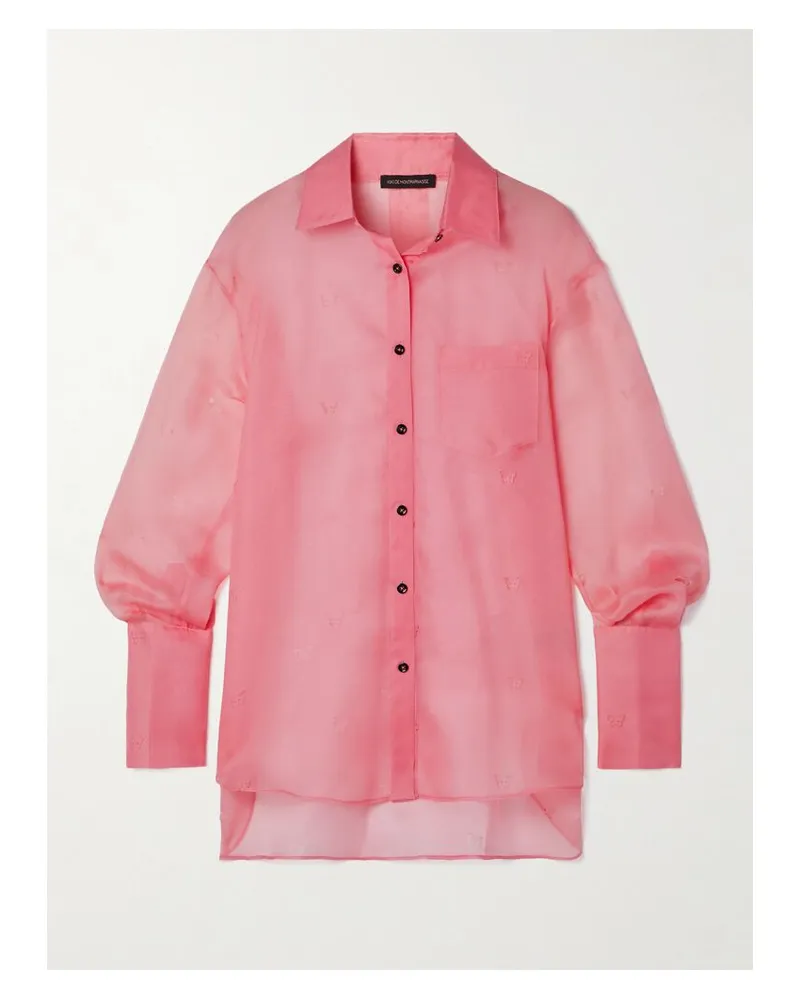 Kiki De Montparnasse Hemd Aus Seidenorganza Mit Lasergeschnittenen Details - Pink Pink
