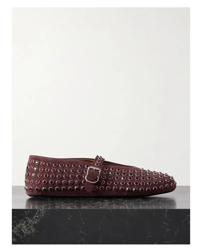 Alaïa Mary-jane-ballerinas Aus Veloursleder Mit Kristallen - Burgunder Burgunder