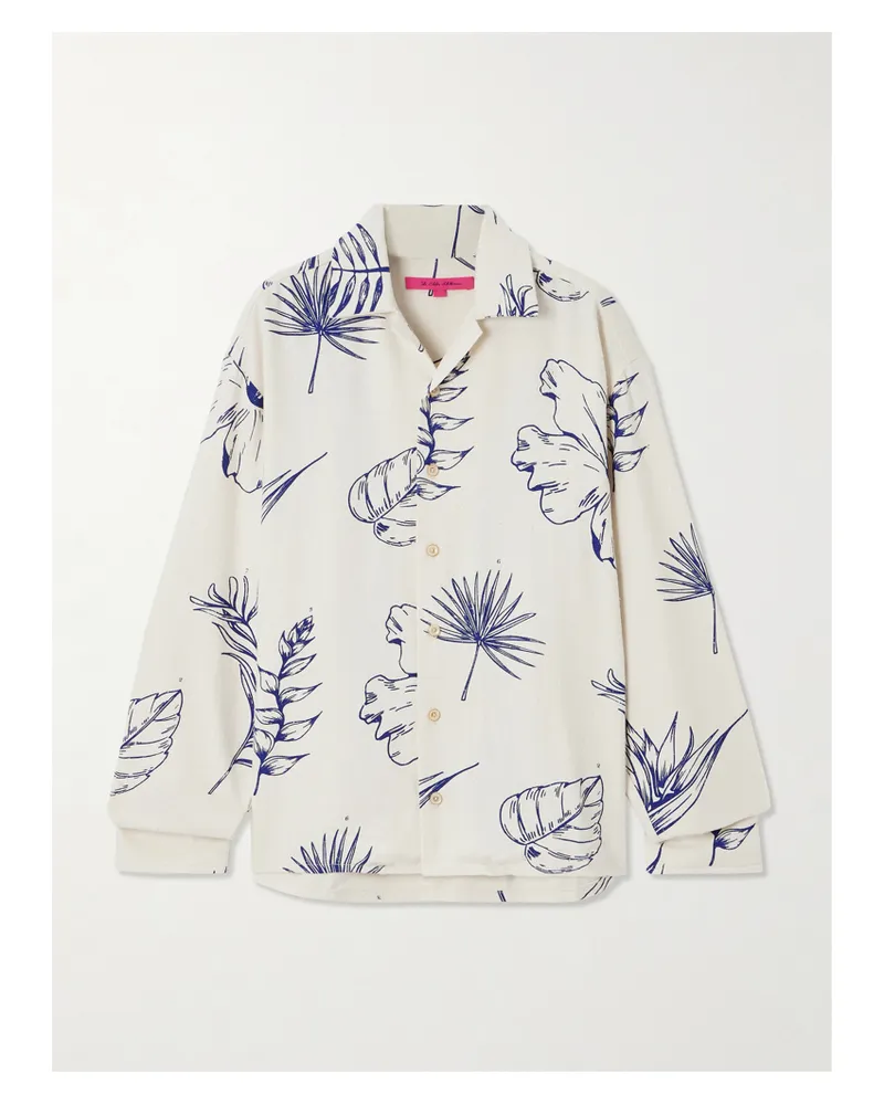 The Elder Statesman Hemd Aus Einer Baumwoll-seidenmischung Mit Prints - Weiß Weiß