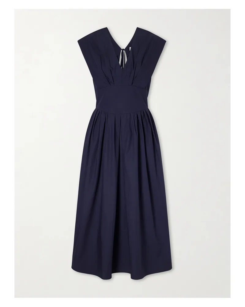 Rosie Assoulin In Full Bloom Gathered Cotton-taffeta Midi Dress - Blue Blue