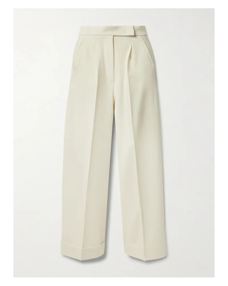 Max Mara Hose Mit Weitem Bein Aus Einer Wollmischung Mit Falten - Elfenbein Elfenbein