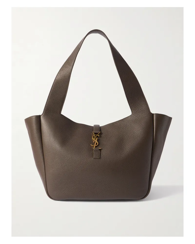 Saint Laurent Le 5 À 7 Bea Textured-leather Tote - Brown Brown