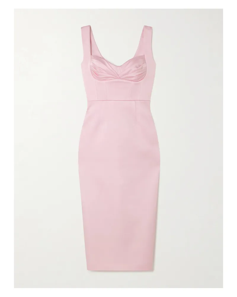 Rebecca Vallance Aymee Midikleid Aus Glänzendem Twill Mit Raffung - Pink Pink