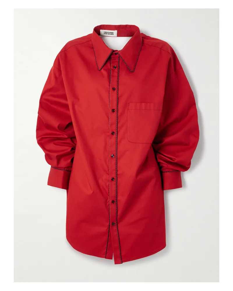 Christopher John Rogers Hemd Aus Baumwoll-twill Mit Rückenausschnitt - Rot Rot