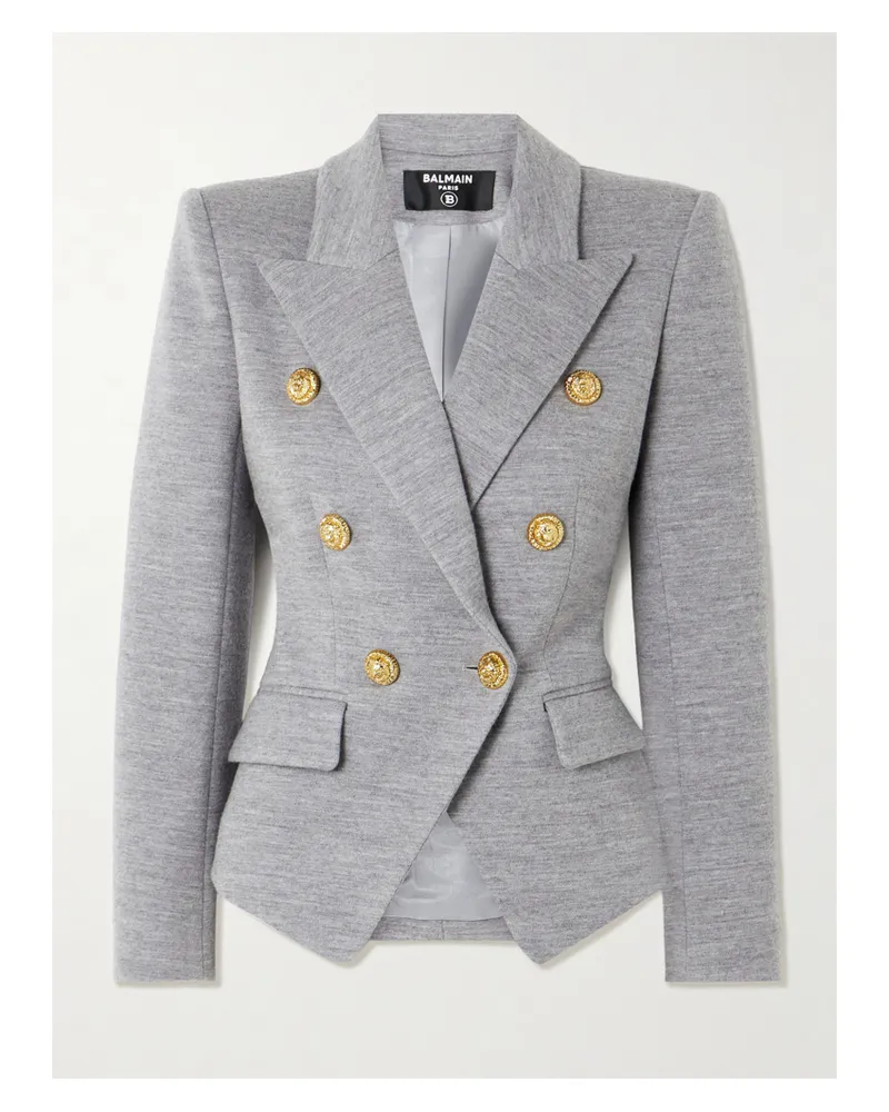 Balmain Doppelreihiger Blazer Aus Jersey Aus Einer Wollmischung - Grau Grau