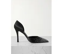 Crystal-embellished Satin Pumps - Black