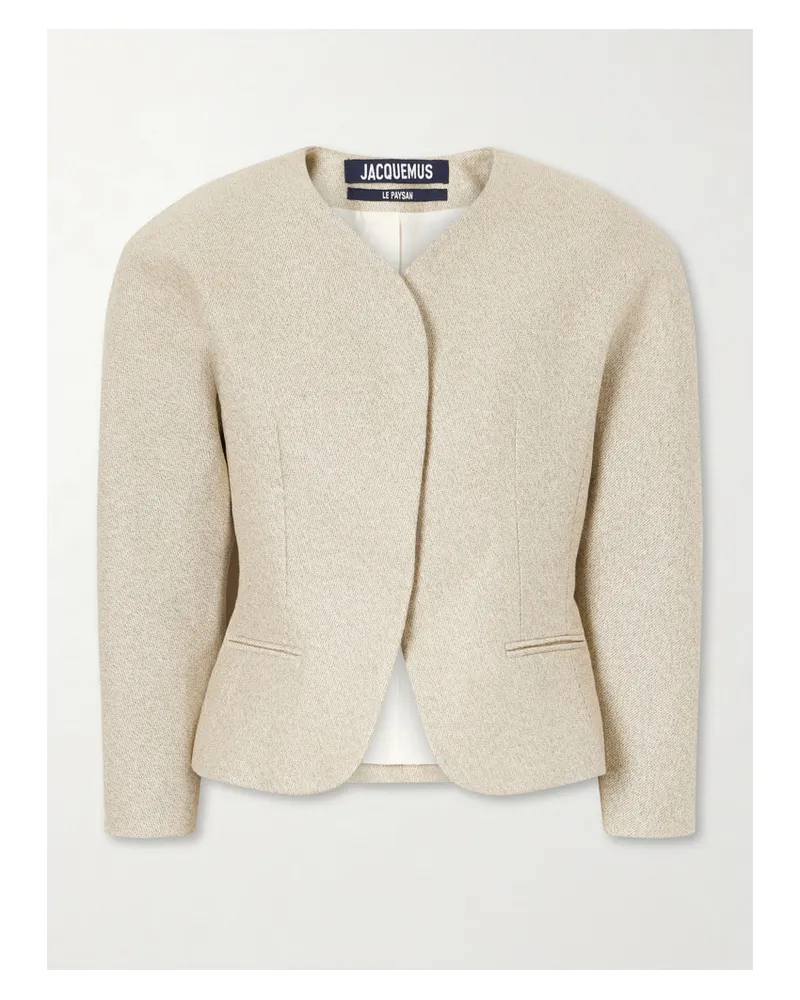 Jacquemus La Petite Veste Ovalo Cotton And Linen-blend Blazer - Neutrals Neutrals