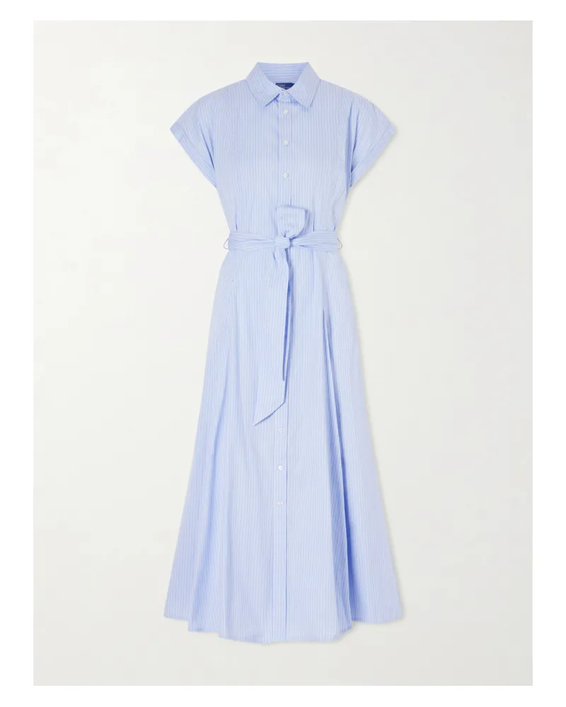 Ralph Lauren Belted Striped Cotton-poplin Maxi Shirt Dress - Blue Blue